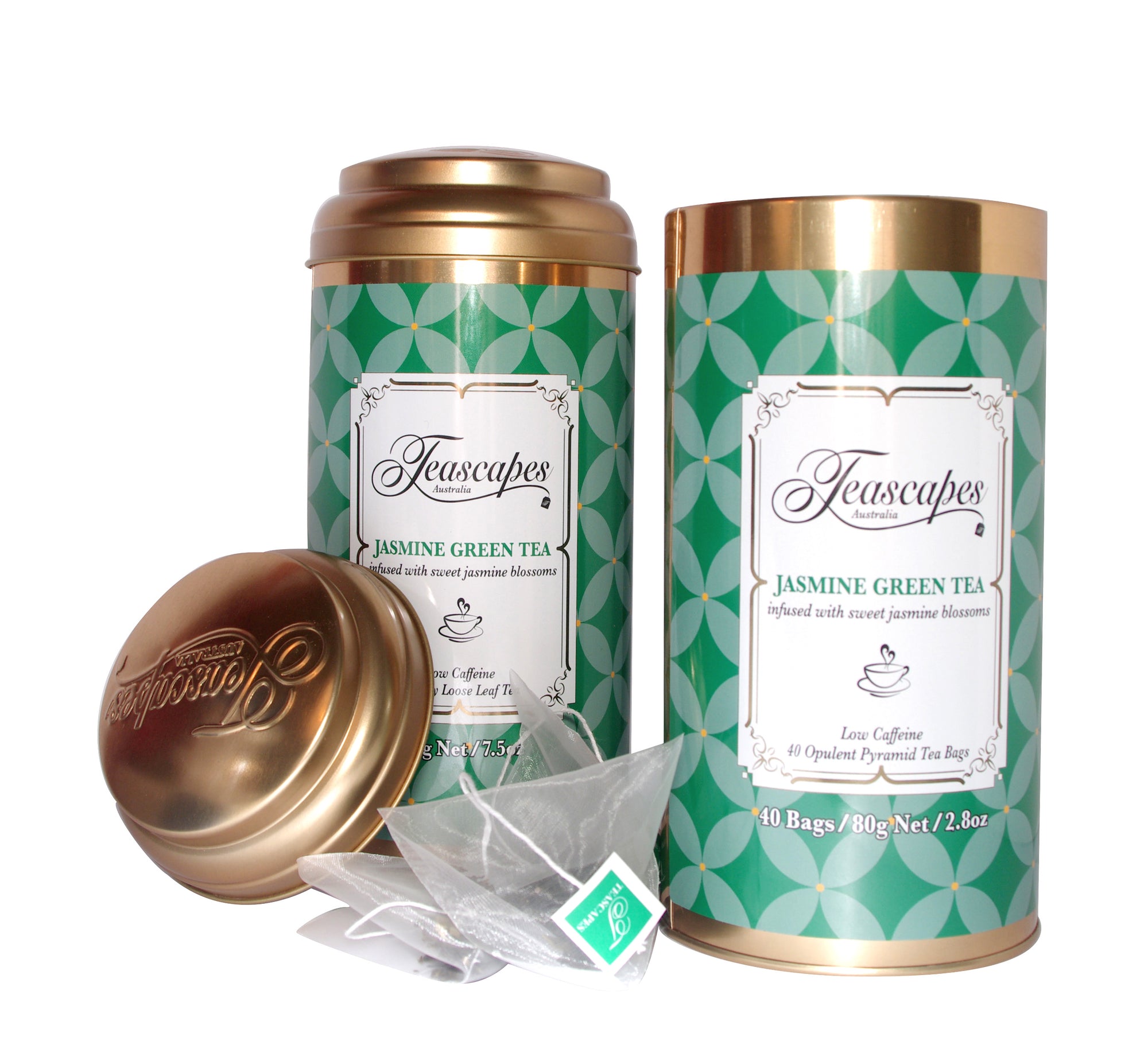 Jasmine Green Tea Organic Pyramid Bags - 40 bag tin